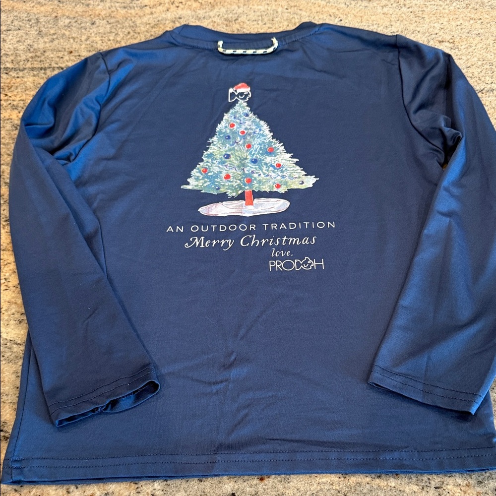 Prodoh Christmas Navy dri fit Long Sleeve with Festive Tree Design
